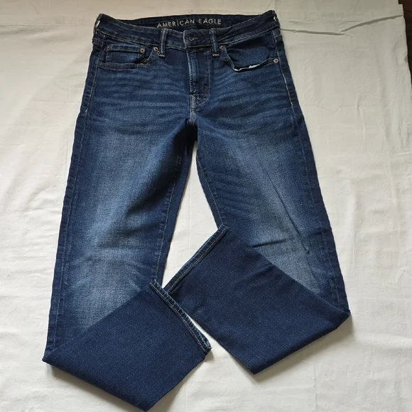 American Eagle Outfitters Men's Dark Blue Slim Straight Jeans - Picture 4 of 9